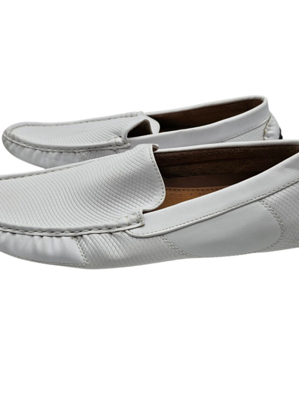 Robert David Mens Sz 8 Driving Loafers Shoes Faux Leather White